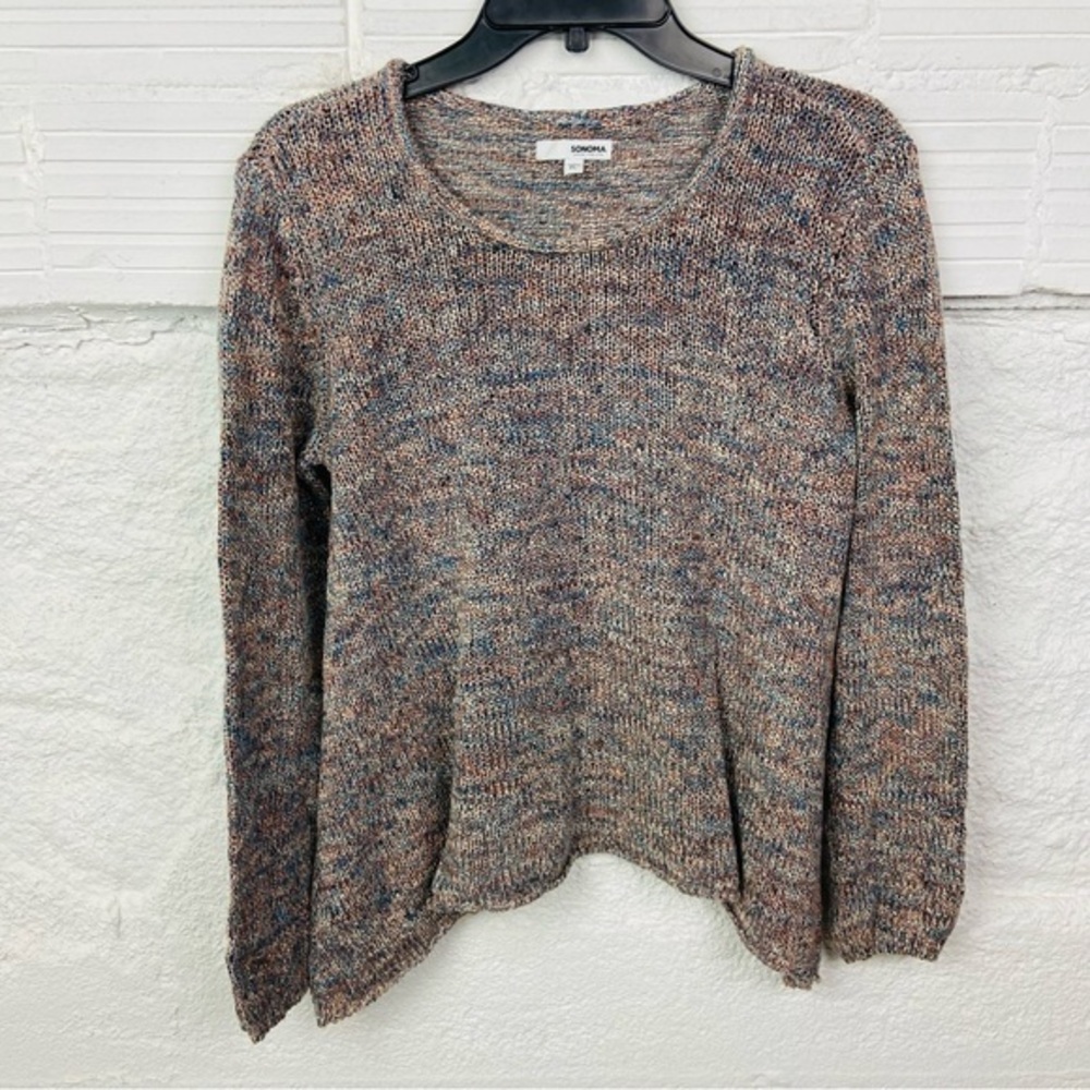 Sonoma Multicolor anchor handkerchief Knit Sweater size large petite